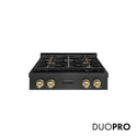 ZLINE Autograph Edition 30 in. Paramount Gas Rangetop with 4 Burner DuoPro™ Cooktop in Black Satin Stainless Steel and Champagne Bronze Accents, Open Box-Good Condition