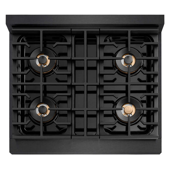ZLINE Autograph Edition 30 in. Paramount Gas Rangetop with 4 Burner DuoPro™ Cooktop in Black Satin Stainless Steel and Champagne Bronze Accents, Open Box-Good Condition