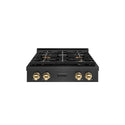 ZLINE Autograph Edition 30 in. Paramount Gas Rangetop with 4 Burner DuoPro™ Cooktop in Black Satin Stainless Steel and Polished Gold Accents, Open Box-Great Condition