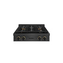 ZLINE Designer Collection 30 in. Paramount Gas Rangetop with 4 Burner DuoPro™ Cooktop in Black Satin Stainless Steel with Matte Black and Champagne Bronze Accents, Open Box-Great Condition