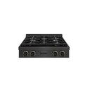 ZLINE Designer Collection 30 in. Paramount Gas Rangetop with 4 Burner DuoPro™ Cooktop in Black Satin Stainless Steel with Matte Black and Champagne Bronze Accents, Open Box-Good Condition
