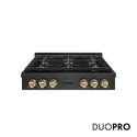ZLINE Autograph Edition 36 in. Paramount Gas Rangetop with 6 Burner DuoPro™ Cooktop in Black Satin Stainless Steel and Champagne Bronze Accents, Open Box-Great Condition