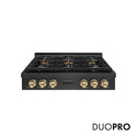 ZLINE Autograph Edition 36 in. Paramount Gas Rangetop with 6 Burner DuoPro™ Cooktop in Black Satin Stainless Steel and Champagne Bronze Accents, Open Box-Good Condition
