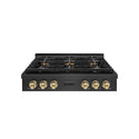 ZLINE Autograph Edition 36 in. Paramount Gas Rangetop with 6 Burner DuoPro™ Cooktop in Black Satin Stainless Steel and Champagne Bronze Accents, Open Box-Good Condition