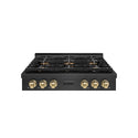 ZLINE Autograph Edition 36 in. Paramount Gas Rangetop with 6 Burner DuoPro™ Cooktop in Black Satin Stainless Steel and Champagne Bronze Accents (PSRTBSZ-36-CB)