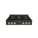 ZLINE Autograph Edition 36 in. Paramount Gas Rangetop with 6 Burner DuoPro™ Cooktop in Black Satin Stainless Steel and Champagne Bronze Accents, Open Box-Great Condition