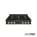 ZLINE Autograph Edition 36 in. Paramount Gas Rangetop with 6 Burner DuoPro™ Cooktop in Black Satin Stainless Steel and Polished Gold Accents, Open Box-Great Condition