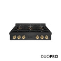 ZLINE Autograph Edition 36 in. Paramount Gas Rangetop with 6 Burner DuoPro™ Cooktop in Black Satin Stainless Steel and Polished Gold Accents, Open Box-Good Condition