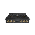 ZLINE Autograph Edition 36 in. Paramount Gas Rangetop with 6 Burner DuoPro™ Cooktop in Black Satin Stainless Steel and Polished Gold Accents (PSRTBSZ-36-G)