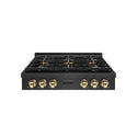 ZLINE Autograph Edition 36 in. Paramount Gas Rangetop with 6 Burner DuoPro™ Cooktop in Black Satin Stainless Steel and Polished Gold Accents, Open Box-Great Condition