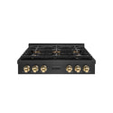 ZLINE Autograph Edition 36 in. Paramount Gas Rangetop with 6 Burner DuoPro™ Cooktop in Black Satin Stainless Steel and Polished Gold Accents, Open Box-Good Condition