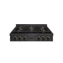 ZLINE Designer Collection 36 in. Paramount Gas Rangetop with 6 Burner DuoPro™ Cooktop in Black Satin Stainless Steel with Matte Black and Champagne Bronze Accents, Open Box-Great Condition