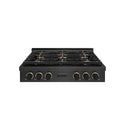 ZLINE Designer Collection 36 in. Paramount Gas Rangetop with 6 Burner DuoPro™ Cooktop in Black Satin Stainless Steel with Matte Black and Champagne Bronze Accents, Open Box-Good Condition