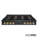 ZLINE Autograph Edition 48 in. Paramount Gas Rangetop with 8 Burner DuoPro™ Cooktop in Black Satin Stainless Steel and Champagne Bronze Accents, Open Box-Great Condition