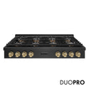 ZLINE Autograph Edition 48 in. Paramount Gas Rangetop with 8 Burner DuoPro™ Cooktop in Black Satin Stainless Steel and Champagne Bronze Accents, Open Box-Good Condition
