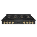 ZLINE Autograph Edition 48 in. Paramount Gas Rangetop with 8 Burner DuoPro™ Cooktop in Black Satin Stainless Steel and Champagne Bronze Accents, Open Box-Great Condition
