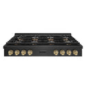 ZLINE Autograph Edition 48 in. Paramount Gas Rangetop with 8 Burner DuoPro™ Cooktop in Black Satin Stainless Steel and Champagne Bronze Accents, Open Box-Good Condition