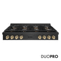ZLINE Autograph Edition 48 in. Paramount Gas Rangetop with 8 Burner DuoPro™ Cooktop in Black Satin Stainless Steel and Polished Gold Accents, Open Box-Good Condition