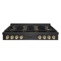 ZLINE Autograph Edition 48 in. Paramount Gas Rangetop with 8 Burner DuoPro™ Cooktop in Black Satin Stainless Steel and Polished Gold Accents, Open Box-Great Condition