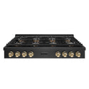 ZLINE Autograph Edition 48 in. Paramount Gas Rangetop with 8 Burner DuoPro™ Cooktop in Black Satin Stainless Steel and Polished Gold Accents, Open Box-Good Condition
