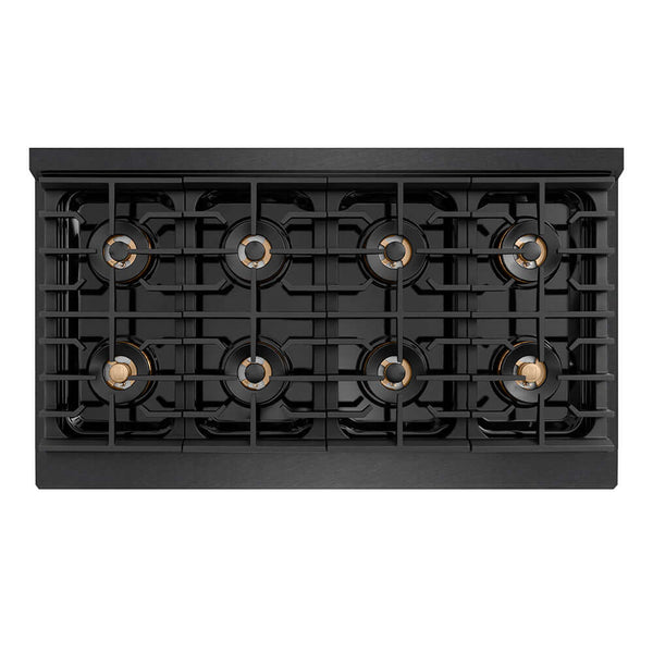 ZLINE Autograph Edition 48 in. Paramount Gas Rangetop with 8 Burner DuoPro™ Cooktop in Black Satin Stainless Steel and Polished Gold Accents, Open Box-Good Condition