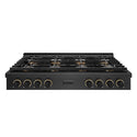 ZLINE Designer Collection 48 in. Paramount Gas Rangetop with 8 Burner DuoPro™ Cooktop in Black Satin Stainless Steel with Matte Black and Champagne Bronze Accents, Open Box-Great Condition
