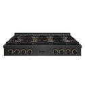 ZLINE Designer Collection 48 in. Paramount Gas Rangetop with 8 Burner DuoPro™ Cooktop in Black Satin Stainless Steel with Matte Black and Champagne Bronze Accents (PSRTBSZ-48-MBCB)