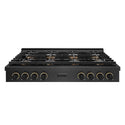 ZLINE Designer Collection 48 in. Paramount Gas Rangetop with 8 Burner DuoPro™ Cooktop in Black Satin Stainless Steel with Matte Black and Champagne Bronze Accents, Open Box-Good Condition