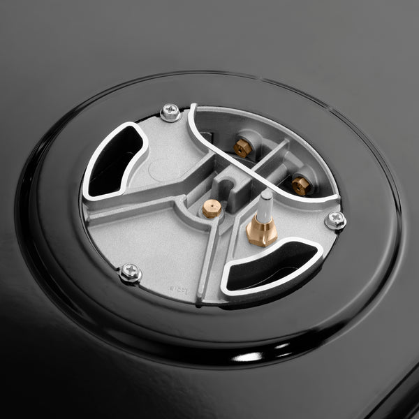 ZLINE Autograph Edition 36 in. 5.2 cu. ft. Paramount Dual Fuel Range with 6 Burner DuoPro™ Cooktop and Electric Convection Oven in Black Stainless Steel with Champagne Bronze Helix Handle and Accents (PSDRBZ-36-KCB)