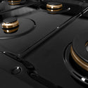 ZLINE Autograph Edition 48 in. 6.7 cu. ft. Paramount Double Oven Gas Range with 8 Burner Cooktop in Black Stainless Steel and Champagne Bronze Helix Handles and Knob Accents (SGRBZ-48-KCB)
