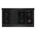 ZLINE Autograph Edition 48 in. 6.7 cu. ft. Paramount Double Oven Gas Range with 8 Burner Cooktop in Black Stainless Steel and Champagne Bronze Helix Handles and Knob Accents (SGRBZ-48-KCB)