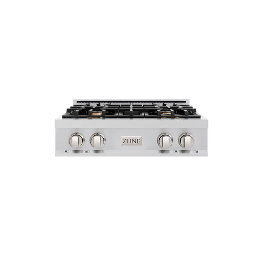 ZLINE 30 in. Legacy Gas Rangetop with 4 Brass Burners and Porcelain Cooktop in Stainless Steel (RT-BR-30)