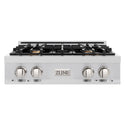 ZLINE 30 in. Legacy Gas Rangetop with 4 Brass Burners and Porcelain Cooktop in Stainless Steel (RT-BR-30)