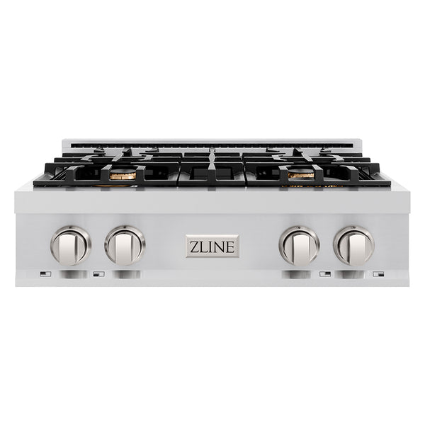 ZLINE 30 in. Legacy Gas Rangetop with 4 Brass Burners and Porcelain Cooktop in Stainless Steel (RT-BR-30)
