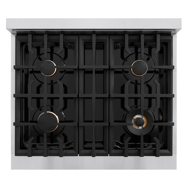 ZLINE 30 in. Legacy Gas Rangetop with 4 Brass Burners and Porcelain Cooktop in Stainless Steel (RT-BR-30)