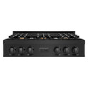 ZLINE 36 in. Legacy Gas Rangetop with 6 Brass Burners and Porcelain Cooktop in Black Stainless Steel (RTB-BR-36)