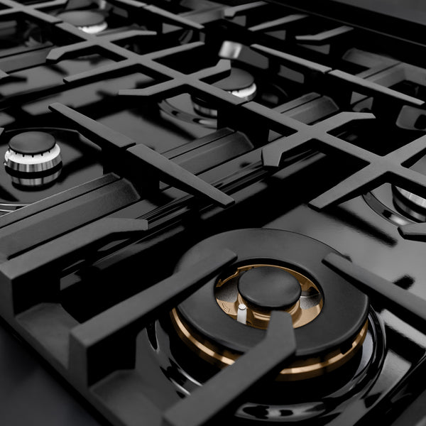 ZLINE 36 in. Classic Gas Rangetop with 6 Burners and Porcelain Cooktop in Black Stainless Steel (RTB2-36)