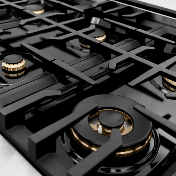 ZLINE 36 in. Legacy Gas Rangetop with 6 Brass Burners and Porcelain Cooktop in Satin Stainless Steel (RTS-BR-36)