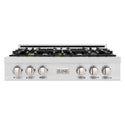 ZLINE 36 in. Legacy Gas Rangetop with 6 Brass Burners and Porcelain Cooktop in Satin Stainless Steel (RTS-BR-36)