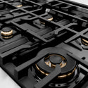 ZLINE Autograph Edition 36 in. Classic Gas Rangetop with 6 Burners and Porcelain Cooktop in Satin Stainless Steel with Matte Black Accents (RTSZ-36-MB)