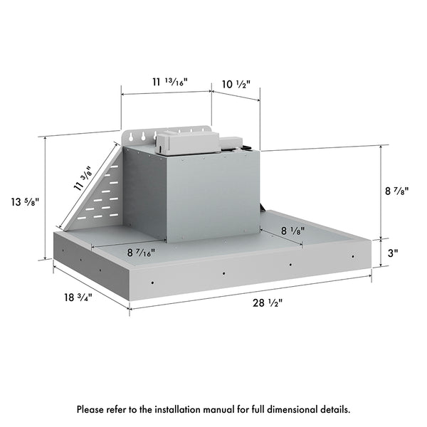 ZLINE 28 in. DuraMount™ Wall Mount Range Hood Insert in Stainless Steel (683-28)
