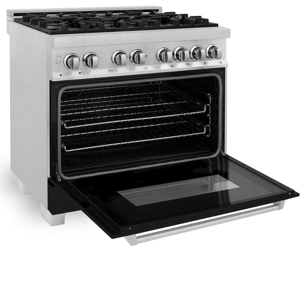 ZLINE 36 in. Professional Dual Fuel Range in DuraSnow Stainless Steel with Color Door Finishes (RAS-SN-36)