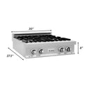 ZLINE 30" Porcelain Gas Stovetop in Fingerprint Resistant Stainless Steel with 4 Gas Burners and Griddle (RTS-GR-30)