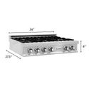 ZLINE 36 in. Classic Gas Rangetop with 6 Burners and Porcelain Cooktop in Satin Stainless Steel, Open Box-Good Condition