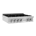 ZLINE 36 in. Classic Gas Rangetop with 6 Burners and Porcelain Cooktop in Satin Stainless Steel, Open Box-Good Condition