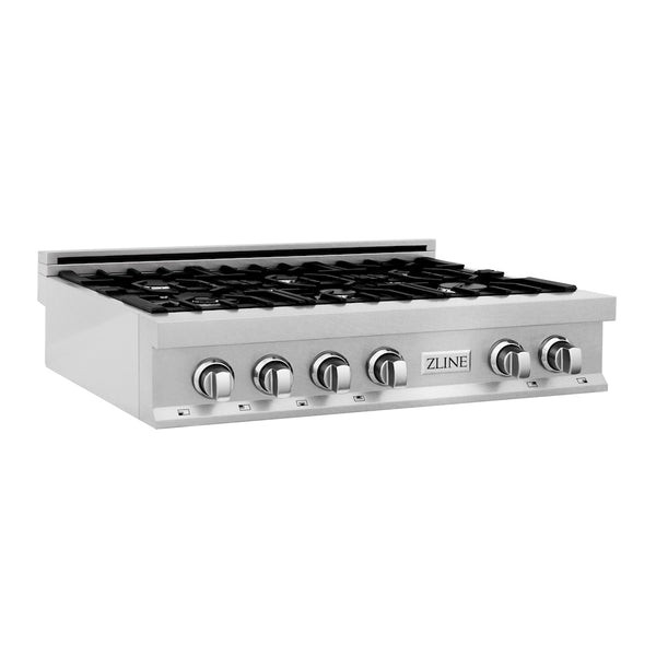 ZLINE 36 in. Classic Gas Rangetop with 6 Burners and Porcelain Cooktop in Satin Stainless Steel, Open Box-Good Condition
