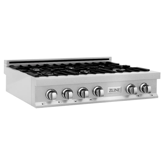 ZLINE 36 in. Classic Gas Rangetop with 6 Burners and Porcelain Cooktop in Satin Stainless Steel, Open Box-Good Condition