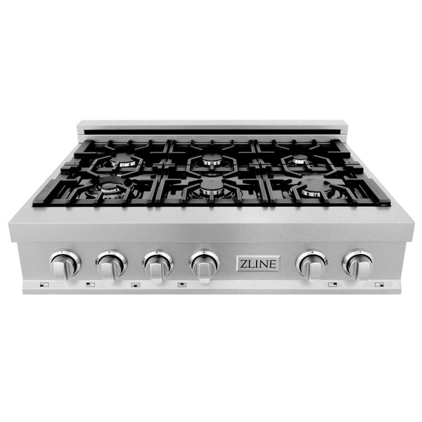 ZLINE 36 in. Classic Gas Rangetop with 6 Burners and Porcelain Cooktop in Satin Stainless Steel, Open Box-Good Condition