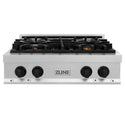 ZLINE Autograph Edition 30" Porcelain Rangetop with 4 Gas Burners in Fingerprint Resistant Stainless Steel and Matte Black Accents (RTSZ-30-MB)