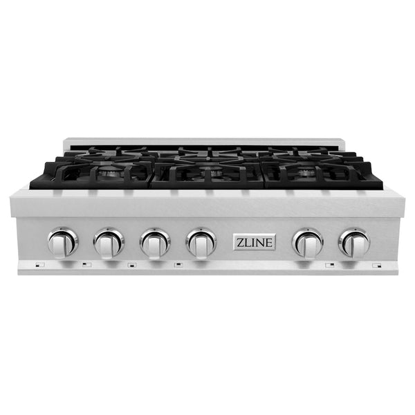 ZLINE 36 in. Legacy Gas Rangetop with 6 Burners and Porcelain Cooktop in Satin Stainless Steel, Open Box-Great Condition
